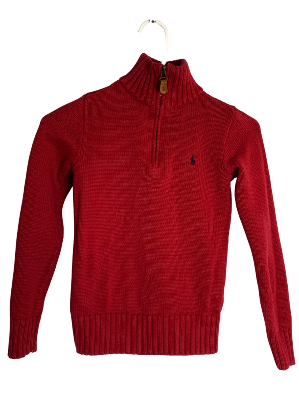 Polo by Ralph Lauren Cherry Red Half-Zip Mock Neck Sweater Boys 8 Preppy Classic